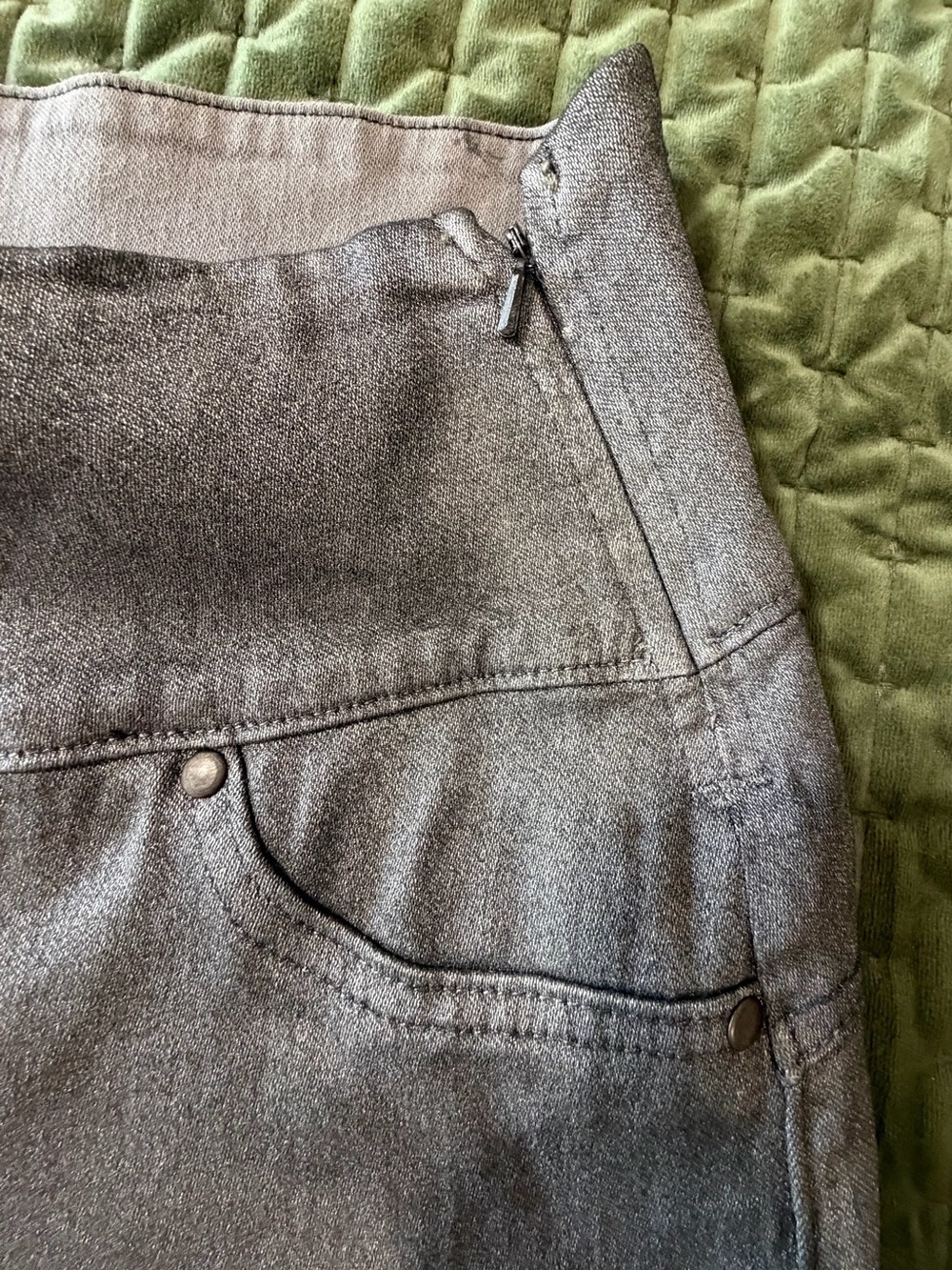 SPANX pewter shimmer gray pull‎ on jeans size XL - Picture 7 of 13